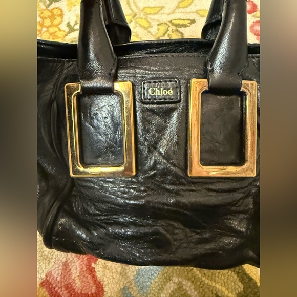 Vintage CHLOE Ethel Satchel Bag in Black Tumbled Lambskin Leather Black - Picture 3 of 14
